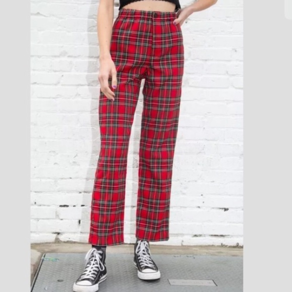 Brandy Melville Red Plaid Pants